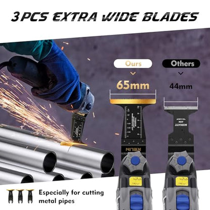 16pcs Titanium Oscillating Tool Blades, Universal Multitool Blades | Oscillating Saw Blade for Hard Wood, Metal,Nails, Laminate Flooring, Multi Tool Blades Kits for Milwaukee Dewalt Bosch Ryobi - size: 16 PCS