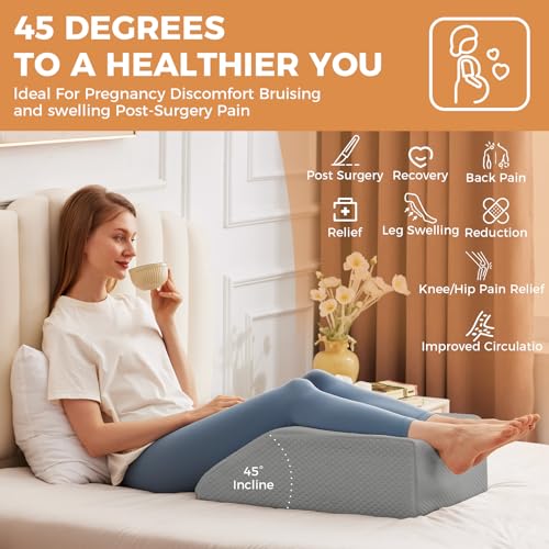 BIEEZZK Leg Elevation Pillow Blood Circulation, 23.6×16.8×8in, Grey - color: Grey