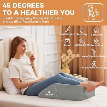 BIEEZZK Leg Elevation Pillow Blood Circulation, 23.6×16.8×8in, Grey - color: Grey