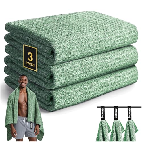 Camping Towels Quick Dry Sweat Towels for Gym, Absorbent Fast Drying Lightweight 27 inch X 55 inch Negative Ions Odorless Gym Towels for Men & Women,Yoga Sports Travel Outdoor (Large Green) - color: Green, size: 27 inch X 55 inch