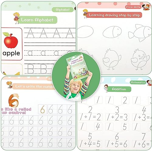 Magical Handwriting Workbooks Handwriting Practice Copybook, Handwriting Aid Magic Pen Reusable Copybook Grooves Template Design for Children Books Suitable for Children's Learning (4)