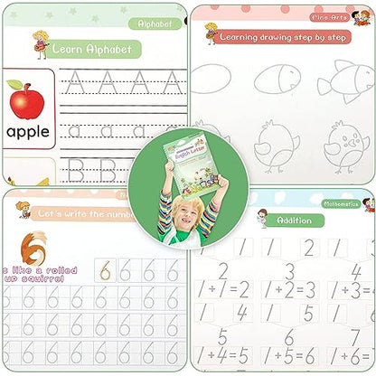 Magical Handwriting Workbooks Handwriting Practice Copybook, Handwriting Aid Magic Pen Reusable Copybook Grooves Template Design for Children Books Suitable for Children's Learning (4)