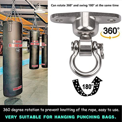 Antirust Swing Hanger Heavy Duty 360°+180°Rotation 1500LB Capacity Wood Playground Yoga Hammock Chair, Rope sandbag Porch Swing - style: 1 Pack