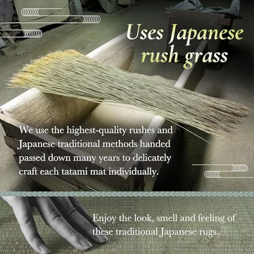 FULI Japanese Tatami Mattress, Foldable Igusa Rush Grass, Natural, Full XL | Tatami Rug, Japanese Floor Mattress Mat, Made in Japan, 0.5 in thick, firm woven surface, tri-fold design - size: Full XL (83"L x 55"W x 0.5"Th), style: Foldable Mat