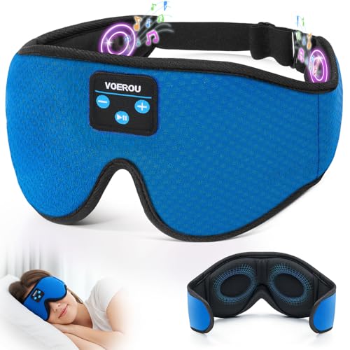 Voerou Sleep Mask Bluetooth 5.4 Headphones, Eye Masks for Sleeping with Ultra-Thin Stereo Speakers, Sleeping Mask Wireless Earbuds for Men Women Sleep, Cool Tech Gadgets for Teen Boys - color: Dark Blue
