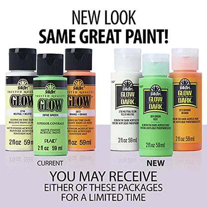 FolkArt Glow-in-the-Dark Acrylic Paint, 2 oz., Red (Pack of 3) - color: Red, size: 2 Fl Oz (Pack of 3)