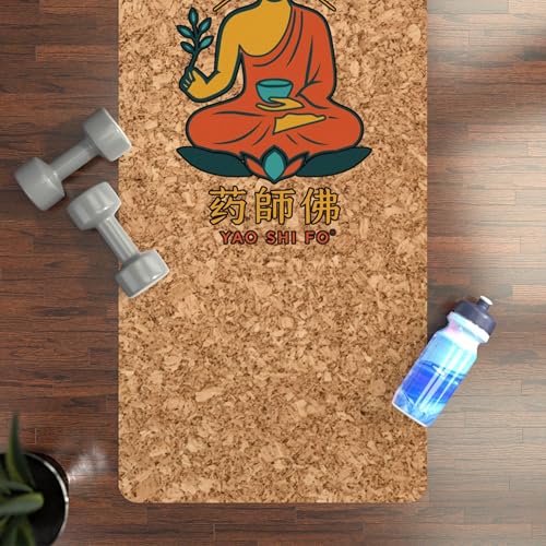 Yaoshifo Cork Yoga Mat Green Orange - 4mm FSC Cork & Natural Rubber, Excellent Grip, Sustainable Yoga Mat