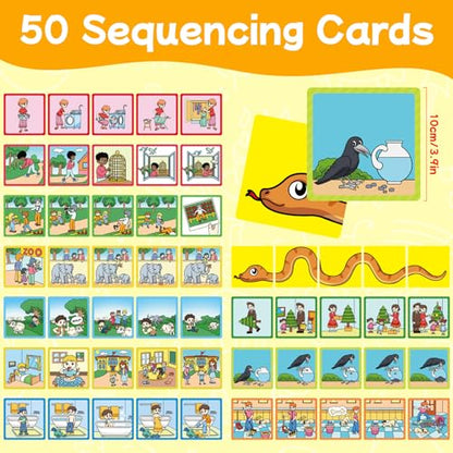 Sequencing Cards,Sequence Board Game for Kids,Story Storytelling,Speech Therapy Toys Materials for Autism,Social Skills,Sentence Building,Educational Classroom Preschool Learning Activities - style: 5 Sequencing Cards