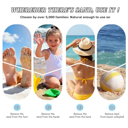 Sand Remover for Beach Towels - Soft Quick Clean Mitt for Kids & Adults | Removes Sand in Seconds,Gentle on Skin,Reusable & Washable,Beach Vacation Essential,Perfect for Beach, Pool & Camping - color: Big Blue Flower