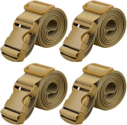 MAGARROW 1.5" Utility Luggage Straps with Buckle Adjustable, 4-Pack (Tan, 1.5 in x 3.2 ft) - color: Tan, size: 1.5 in x 3.2 ft