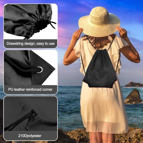 KUUQA 12 Pcs Drawstring Backpack Bags, Black - color: Black
