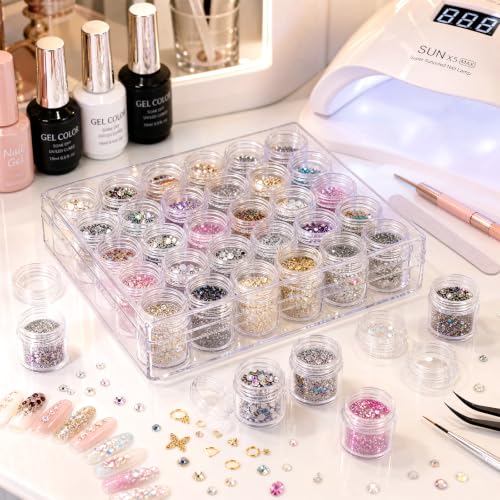 30 Grids Diamond Painting Storage Containers, Portable Bead Art Organizer Case with Lids for Crafts, Jewelry DIY - size: 6.3 X 5.3 X 1.4inch
