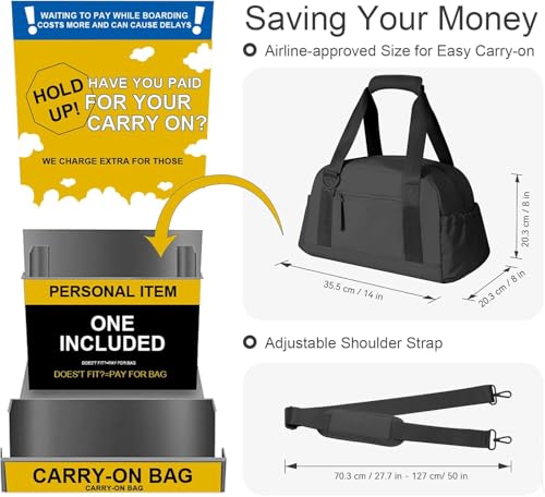Mini Gym Bag for Women Girls Small Gym Tote Bag with Wet Compartment Waterproof Travel Duffle Bag Cute Workout Sport Bag - color: Black-14in