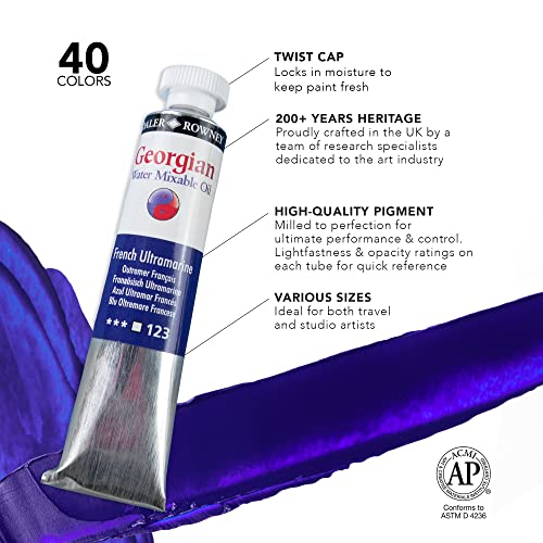 Daler Rowney Georgian 6-Tube Starter Water Mixable Oil Paint Set - Art Paints for Canvas Paper and More - Oil Painting Supplies for Artists and Students - Artist Oil Paint for Any Skill Set - style: 6 Pack