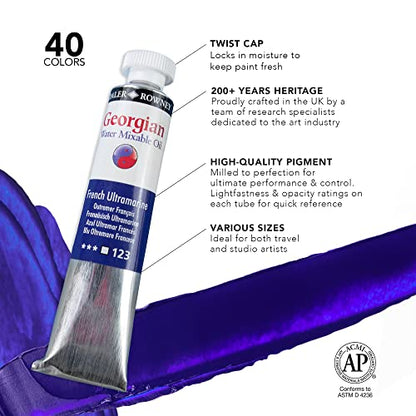 Daler Rowney Georgian 6-Tube Starter Water Mixable Oil Paint Set - Art Paints for Canvas Paper and More - Oil Painting Supplies for Artists and Students - Artist Oil Paint for Any Skill Set - style: 6 Pack