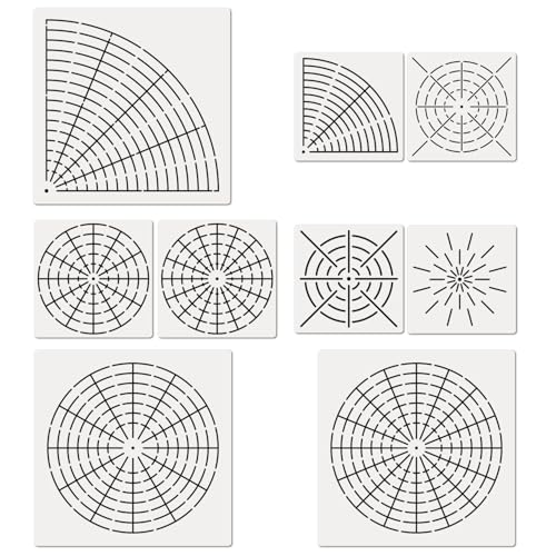 9 Pieces Mandala Dot Painting Tool Stencils Template Set, 8/12/16 Segment Creative Mandala Stencil Template for Rock Wood Canvas DIY Painting Art Projects