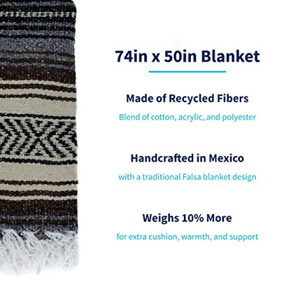 La Montana Bulk Falsa Mexican Blanket, 4 Pack, Dark Brown/Tan/Charcoal - color: Dark Brown/Tan/Charcoal