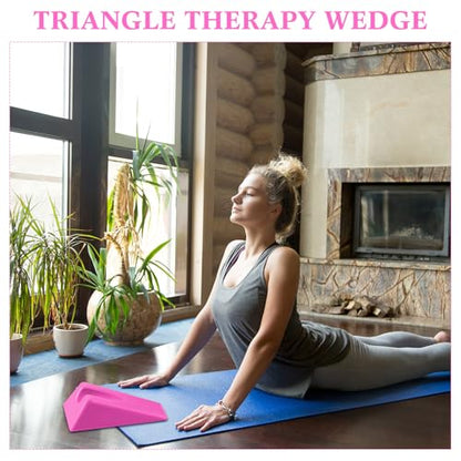 Suzile Mobilization Wedge 7.9 x 4.1 x 2 Inch Triangle Therapy Non Slip Silicone Wedge Pillow Sturdy Support for Relieve Spinal Pain Rehabilitation Tool (Pink) - color: Pink