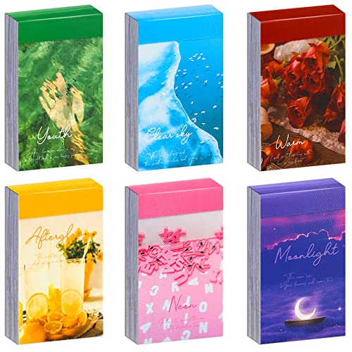 6 Sets 300 Pcs Washi Stickers Set Cute Aesthetic Sticker Book for Journaling, DIY Decorative Paper Sticker Decals for Bullet Journal Art Scrapbooking Diary Card Craft Gift Album Notebook Stationery - style: Gentle Style