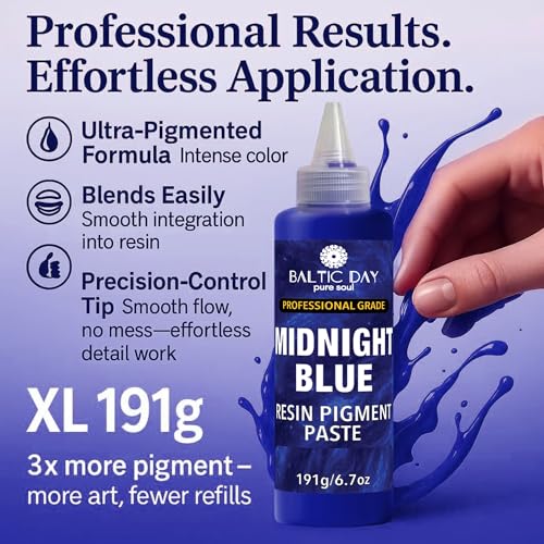Midnight Blue Epoxy Resin Pigment Paste, Extra Large 191g (6.7oz) – Opaque Resin Colorant, Highly Concentrated Epoxy Dye, Mica Powder Alternative for Resin Art, Jewelry, Tumblers, River Tables & Crafts - color: Midnight Blue
