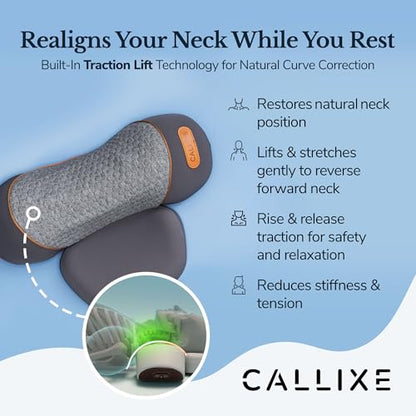 CALLIXE Original TheraPillow – 3-in-1 Neck Massager Pillow with Heat & Gentle Traction | Relaxing Neck & Shoulder Support with Vibration Massage, Wireless Design & USB-C Charging
