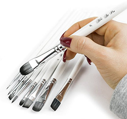ADIS&Guys Professional Paint Brush Set – 10 Pcs for Acrylic, Oil, Face & Body Painting – Ideal for Artists, Kids & Beginners - color: White