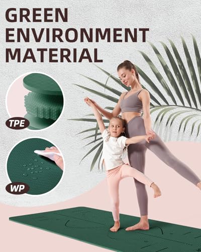 YOTTOY Yoga Mat, 72"x 32"x1/3" Extra Wide Non-Slip Exercise Fitness Yoga Mats,Eco-Friendly TPE Exercise Mats for Women Men Home Workout with Strap Bag - color: Modern