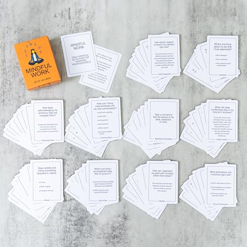 100 Mindful Work Cards – Mindfulness & Self‑Care Prompts for Professionals | Desk & Travel Deck for Stress Relief, Focus, Motivation & Well‑Being - style: Work Cards