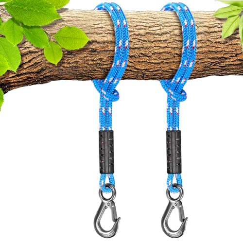 BeneLabel 2Pcs 59" Tree Swing Ropes Hanging Swing Strap for Hammock Blue - color: Blue, size: 59"(2 Pack)