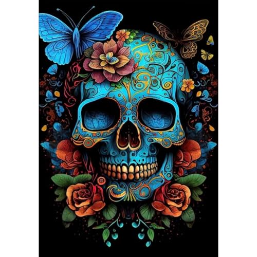 Arttoplus Skull Paint by Numbers Kit for Adults Beginner 16x20 inch | Butterfly Adult Paint by Number Kits on Canvas, Skeleton Oil Painting by Number for Gift Home Wall Decor (Without Frame) - color: MT20323-US