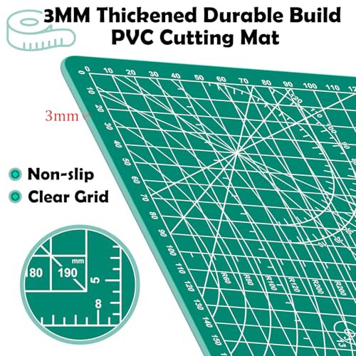 A5 Cutting Mat,8in x 6in Small Self Healing Sewing Mat Rotary Cutting Mat Double Sided Thickened Craft Cutting Board for Hobby Fabric Precision Sewing Modeling Quilting Projects,Green - color: Green, size: 8.7"L x 5.9"W