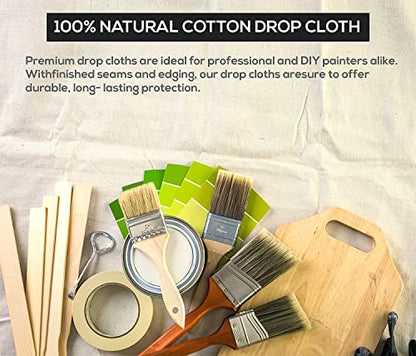 Canvas Drop Cloth for Painting (Size 4x5 Feet - Pack of 2) Painters Drop Cloth for Painting, Furniture, Crutains & Floor Protection - All Purpose Thick Canvas tarp with Double Stitched Edges - size: 4x5 Feet - 2 PK