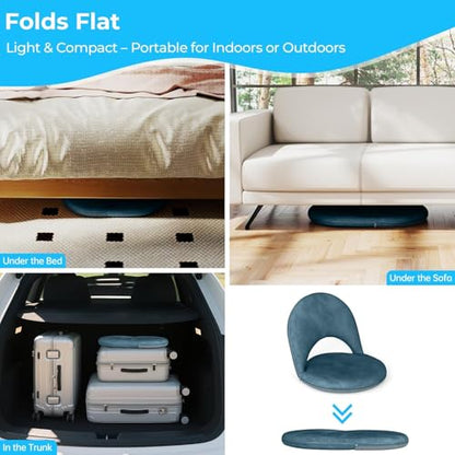 2Pcs Floor Chair with Adjustable Back Support for Kids and Adults - color: Blue-2 Pcs