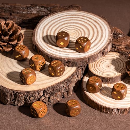 10PCS 6 Sided Dice Set 16mm Wooden D6 Game Dice for DND Board Games - color: D6-brown G