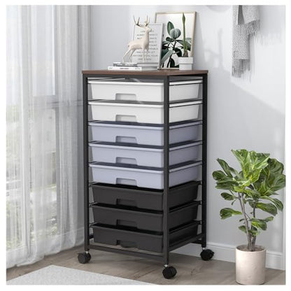SYKIARIOL Rolling Cart with Drawers,8 Drawers Utility Cart,Grey Gradient - color: Grey