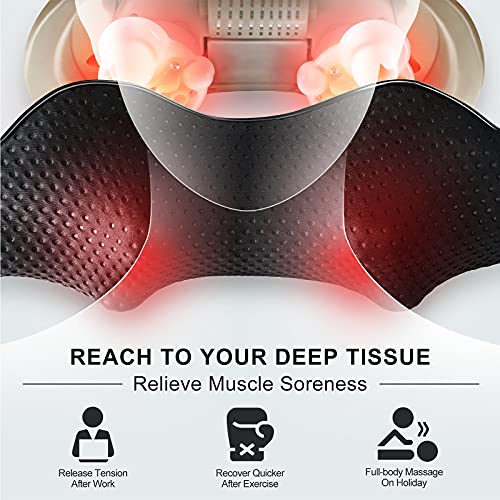 Mirakel Shiatsu Neck & Back Massager with Heat for Pain Relief Deep Tissue | Ergonomic Design Shoulder Massager, Electric Kneading Whole Body Massage, Christmas Idea Gifts for Women Men Dad Mom wife - color: Gun Gray Green