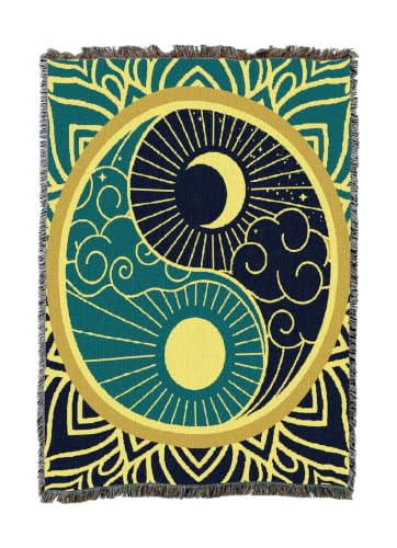 Pure Country Weavers Sun and Moon Mandala Blanket - Gift Tapestry Throw Woven from Cotton - Made in The USA (50x60) - color: Sun and Moon Mandala, size: 50x60