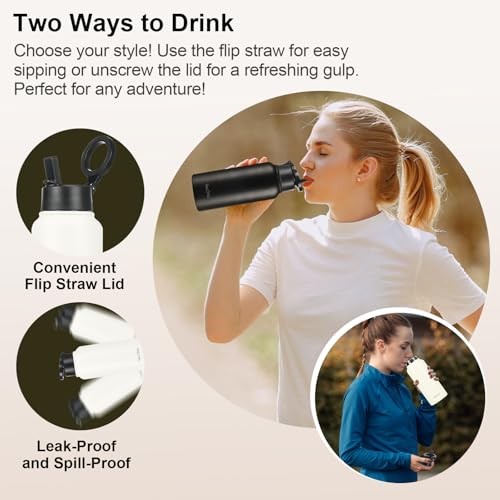 Insulated Water Bottle with Magnetic Phone Holder Compatible with MagSafe and iPhone,Double-Sided Magnet,Hot 12H Cold 24H,Stainless Steel Water Bottle Phone Mount for Sports Travel,32oz (Navy Blue) - color: Navy Blue