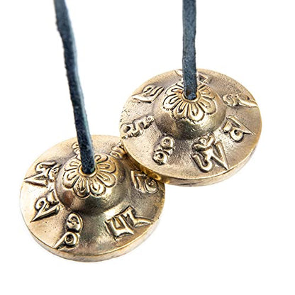 Tingsha Cymbals Bells - Easy To Play - Meditation Mindfulness Chime For Chakra Healing Spiritual Dharma Gifts Handcrafted Tibetan By Himalayan Bazaar (Ohm Mani) - color: Ohm Mani