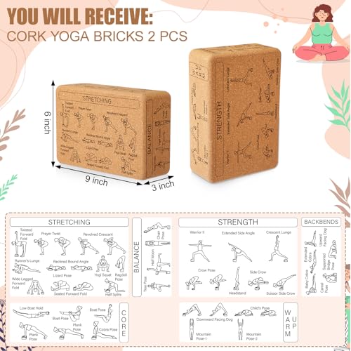 Halloscume 2 Pack Cork Yoga Blocks for Support and Balance, Beige