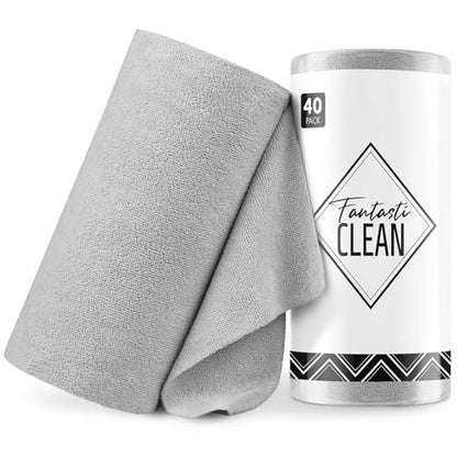 Fantasticlean Microfiber Cleaning Cloth Roll- 40 Sheets, 12" x 12" (Grey) - color: Grey, size: 40 pack
