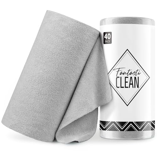 Fantasticlean Microfiber Cleaning Cloth Roll- 40 Sheets, 12" x 12" (Grey) - color: Grey, size: 40 pack