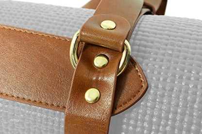Open Road Goods Vegan Leather Yoga Mat Carrier Sling/Adjustable Blanket Strap/Faux Leather Bedroll Straps