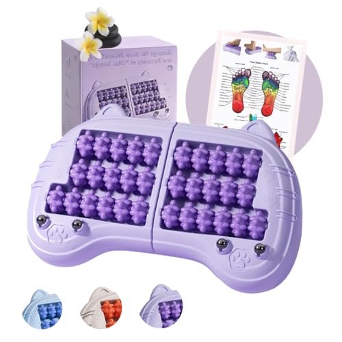 Foot Roller Massager for Plantar Fasciitis Relief, Large Size, Eases Foot Pain & Cold Feet, Enhances Circulation, Portable, Split into Two, Full-Body Washable, Purple