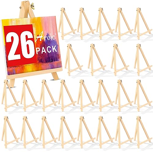 26 Pack 9 Inch Wood Easels, Easel Stand for Painting Canvases | Art and Crafts, Tripod Painting Party Easel, Kid Student Tabletop Easels for Paint, Portable Canvas Photo Picture Sign Holder - style: 26 Pack