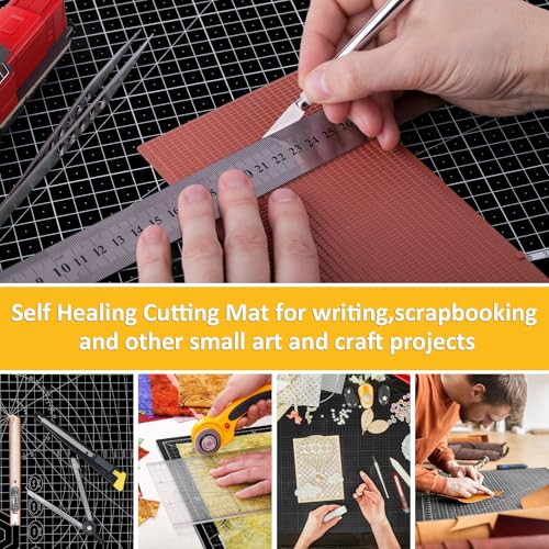 2 Pcs Large Cutting Mat Self Healing,Double Sided,Grid Line And Angles Help To Cut Precisely,Craft Mats for Scrapbooking, Quilting, Sewing and All Arts,Non Slip & Easy Clean ((A3 & A4 Black) - color: Black