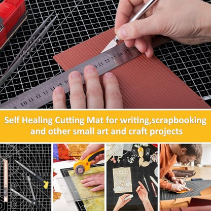 2 Pcs Large Cutting Mat Self Healing,Double Sided,Grid Line And Angles Help To Cut Precisely,Craft Mats for Scrapbooking, Quilting, Sewing and All Arts,Non Slip & Easy Clean ((A3 & A4 Black) - color: Black