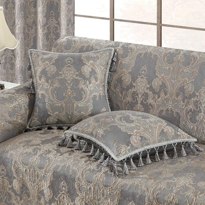 Loom and Mill Luxury Grey Jacquard Throw Pillow Cover 20 x 20 Inch 1 Piece - color: Grey
