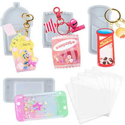 Resin Shaker Molds Set Charms Pendant Jewelry Making Supplies, Drinking Cup, Handheld Game, Chips, Candy 4 Silicone Trays with 5 Seal Films Larger 3inch - color: Charms Pendant Craft 9-Pack