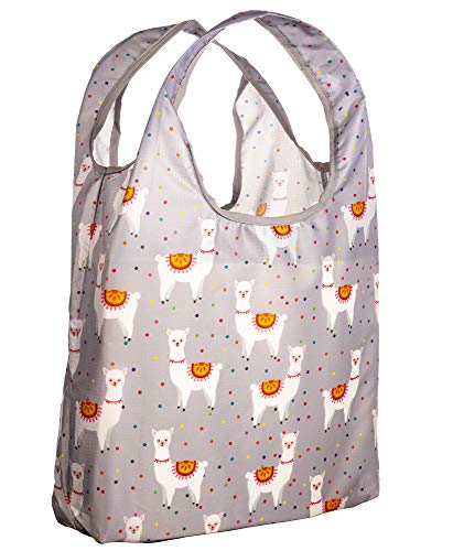 O-WITZ Reusable Grocery Bags | Vibrant Tote Bag For Groceries, Gym, Office, Beach Gear, Toys & More | Washable Design With Large Handles For Maximum Convenience | Folds Into A Small Pouch, Llama - color: Llama
